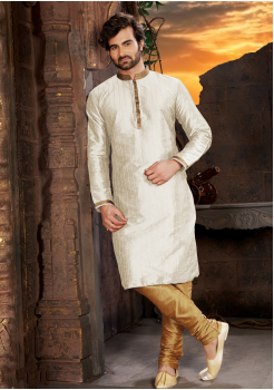 Cream Color Silk Fabric Kurta Set